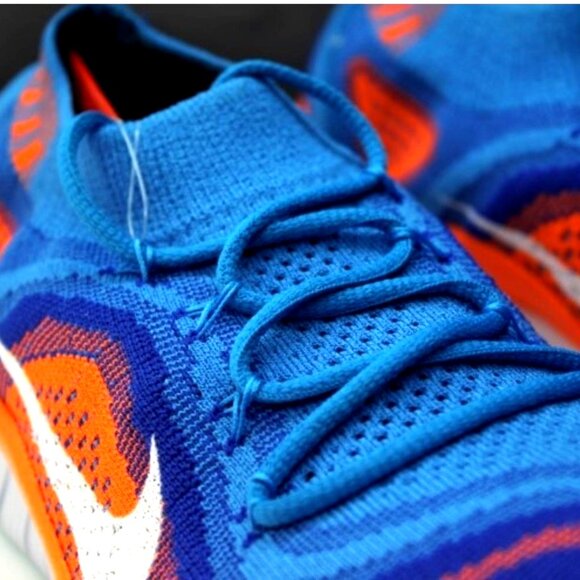 NEW in Box NIKE Free Flyknit 5.0 Shoes Men's Size 9.5 Blue Glow/Total Orange - Picture 9 of 12